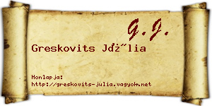 Greskovits Júlia névjegykártya
