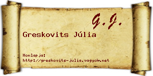 Greskovits Júlia névjegykártya